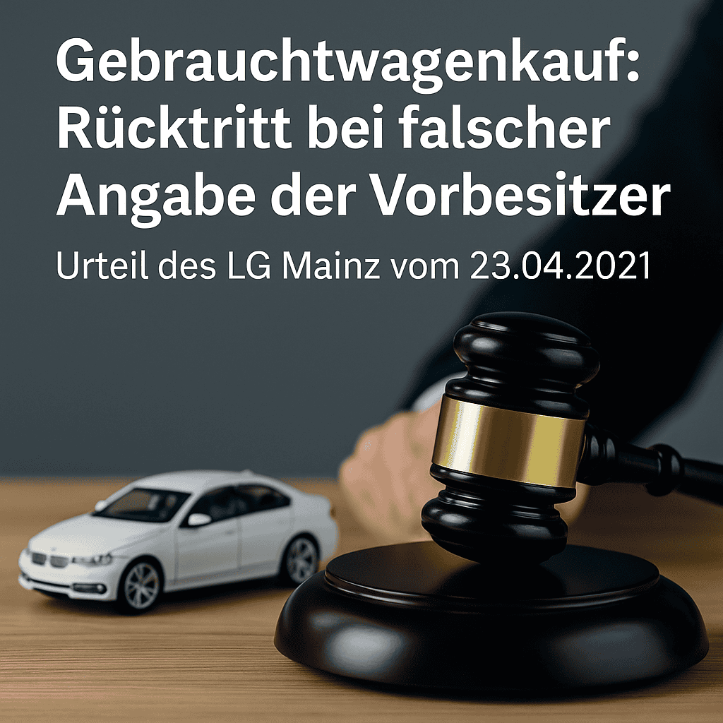 Gebrauchtwagenkauf: Rücktritt bei falscher Angabe der Vorbesitzer (LG Mainz)